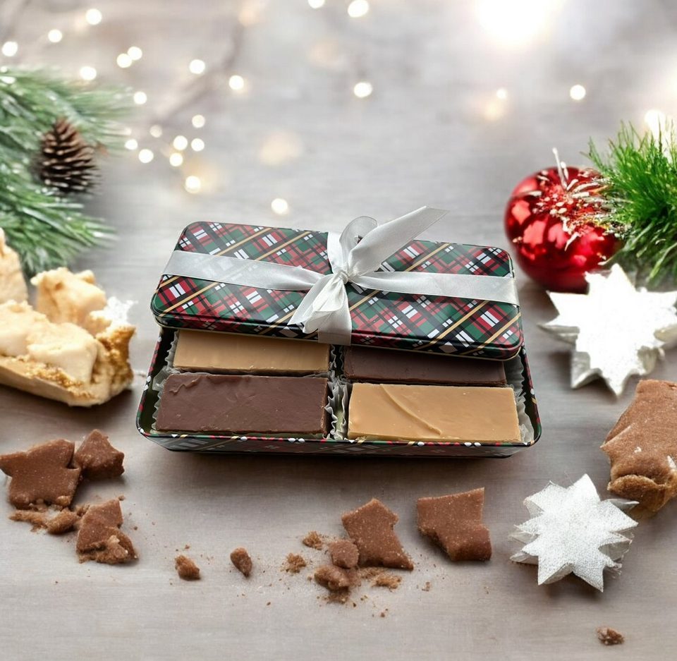 Holiday Gift Tin with Fudge